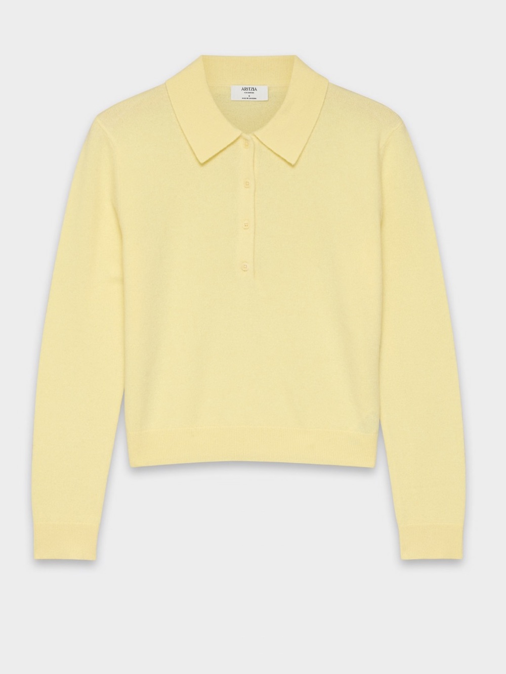 Aritzia Bare Cashmere Provenance Polo Sweater in Lemonade